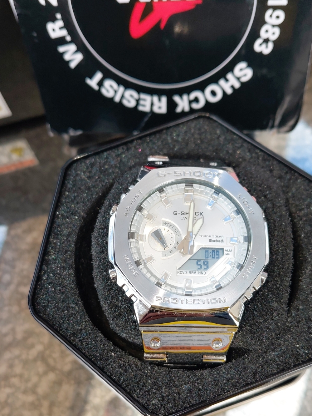 G-Shock Silver Analog-Digital Solar Bluetooth Watch